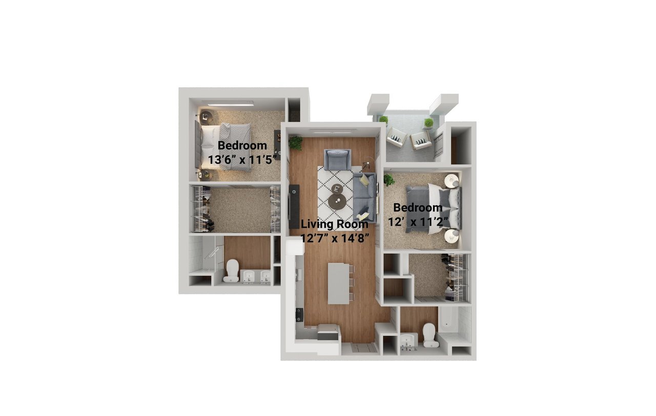  (Campaign: Hawthorn | B3 | 2 Bed 2 Bath | 1078 sq ft)